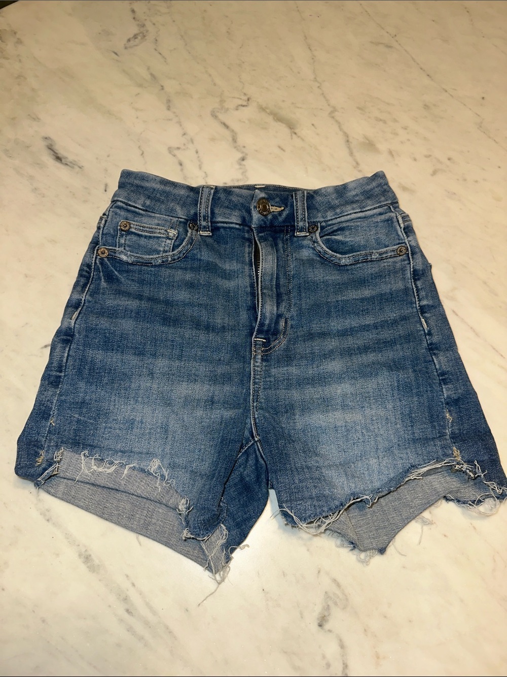 American Eagle Outfitters Distressed Blue Denim Jean Shorts